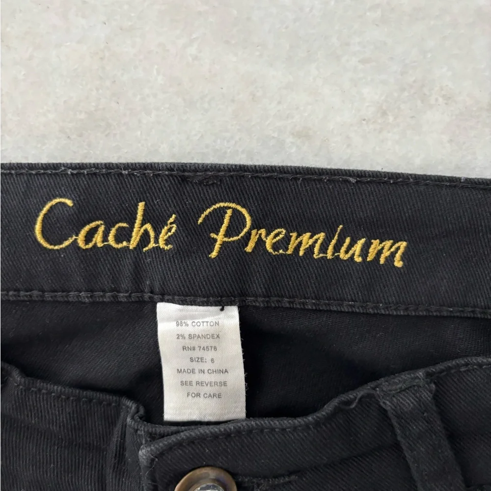 Y2K Vintage Cache Jeans Black Studded Low Rise Bootcut Womens 6 Cowgirl Boho - Picture 6 of 11